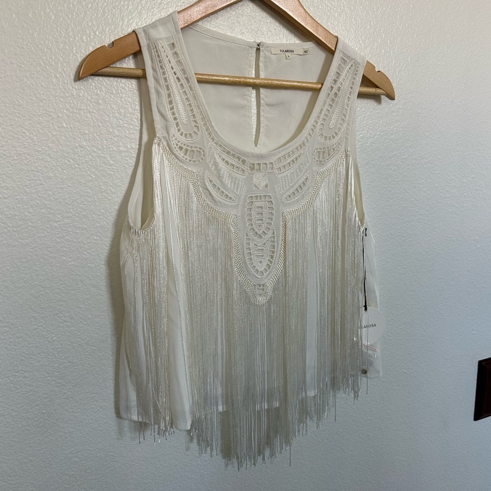 Tularosa Cream Fringe Blouse NWT